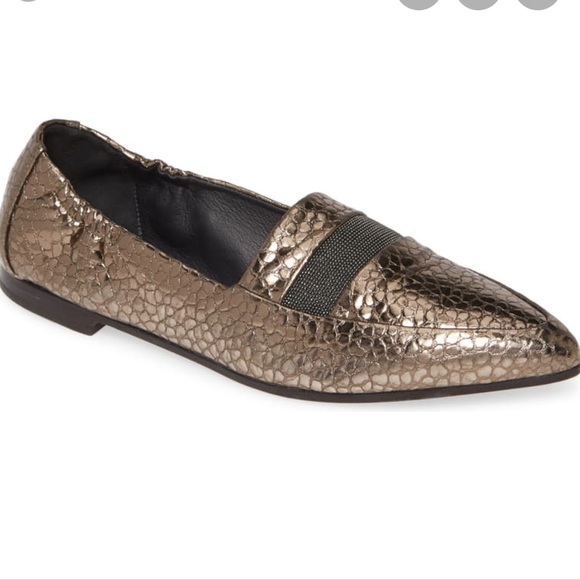 Brunello Cucinelli Shoes - Metallic Pointed Toe Loafer
BRUNELLO CUCINELLI